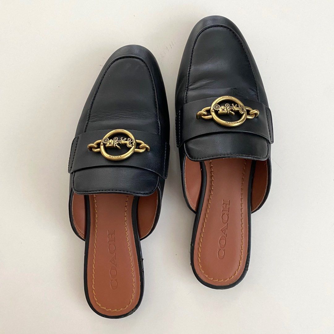 Coach Scotty Leather Slide Mules Women s Fashion Footwear Flats