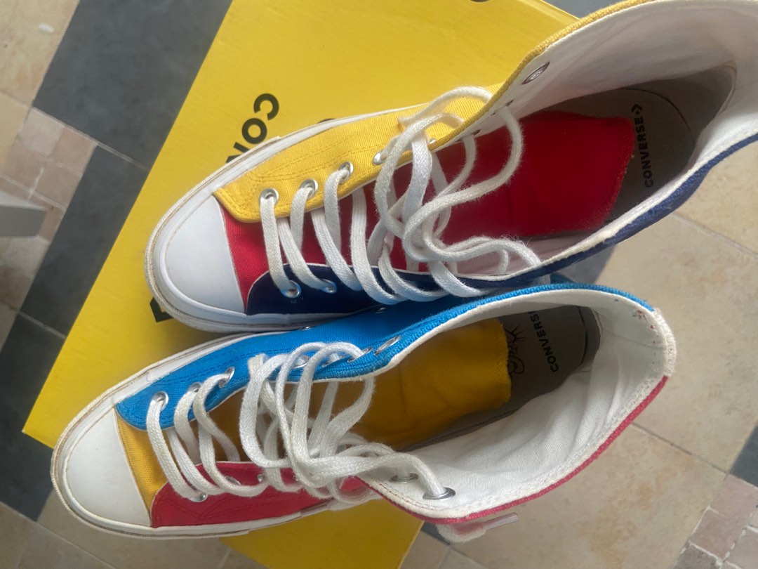 Converse red hot sale yellow blue