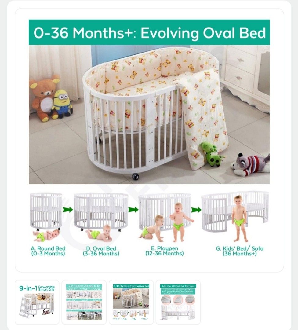 Convertible baby cot for sale, Babies & Kids, Baby Nursery & Kids