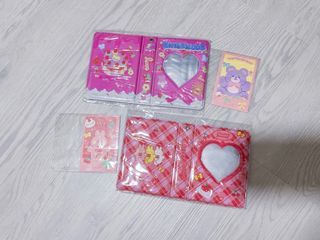 cute kpop polco / idol photocard holder, binder, book, kawaii aesthetic bear animal design, red and purple