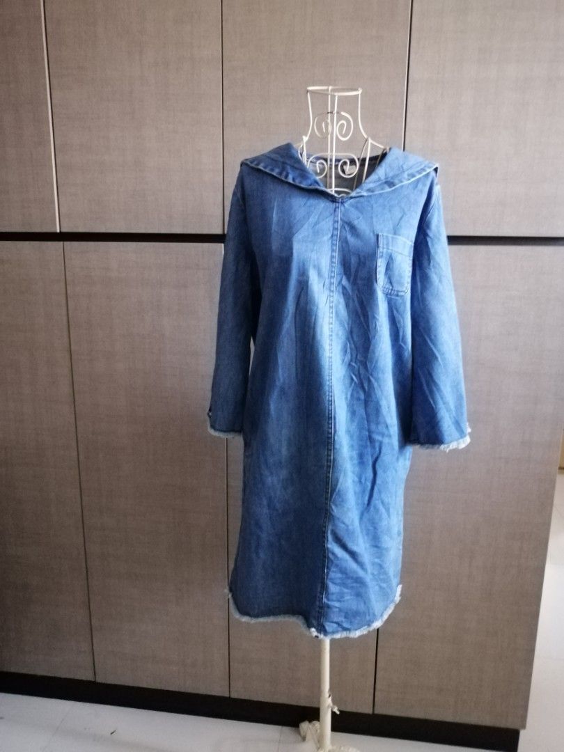 Denim sailor dress, Women's Fashion, Dresses u0026 Sets, Dresses on Carousell