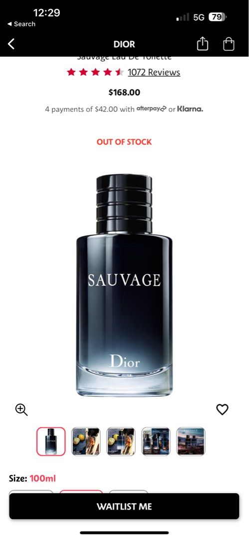 Dior sauvage on sale afterpay