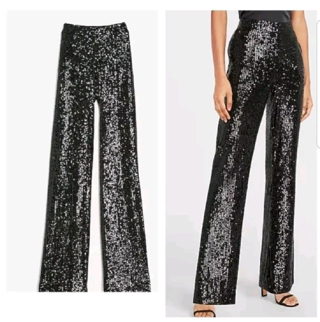 High Waisted Sequin Wide Leg Pant