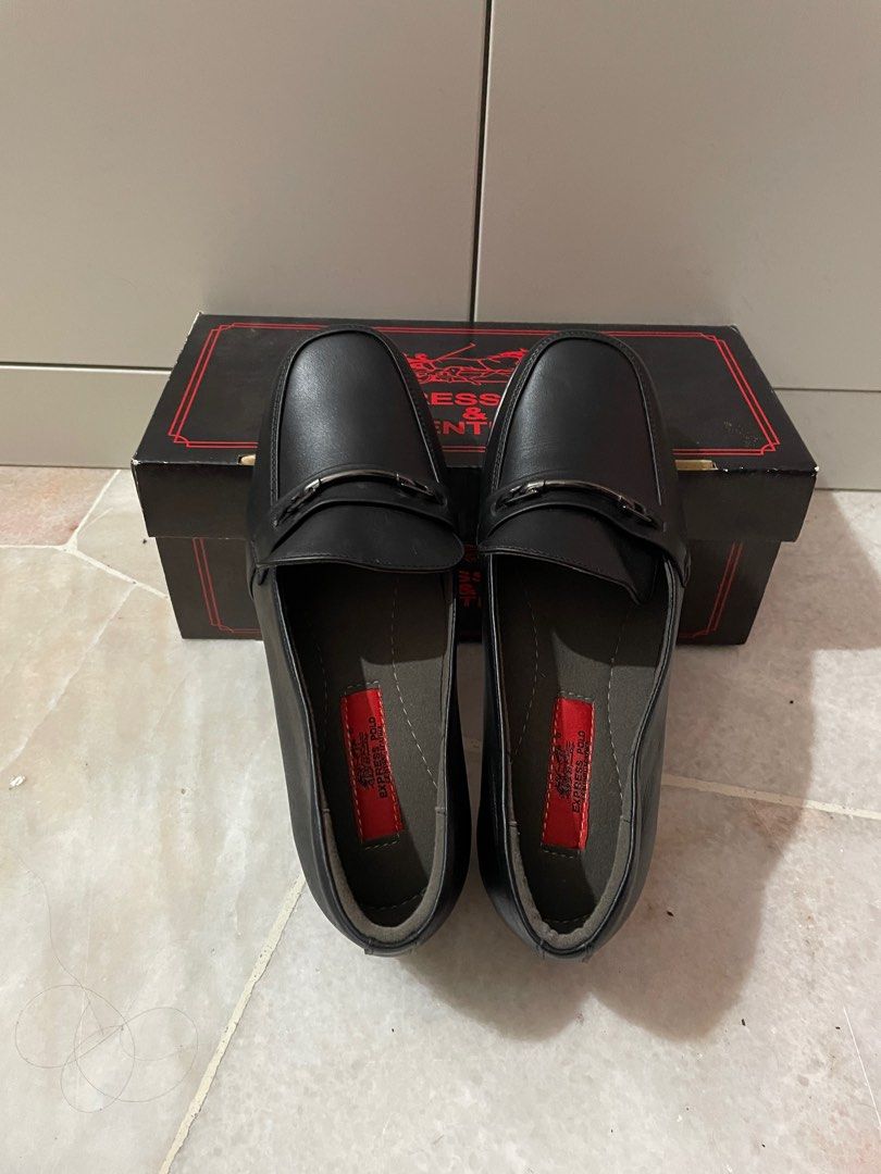 Express Polo Leather Black Shoes Size 8 EU 39 narrow feet