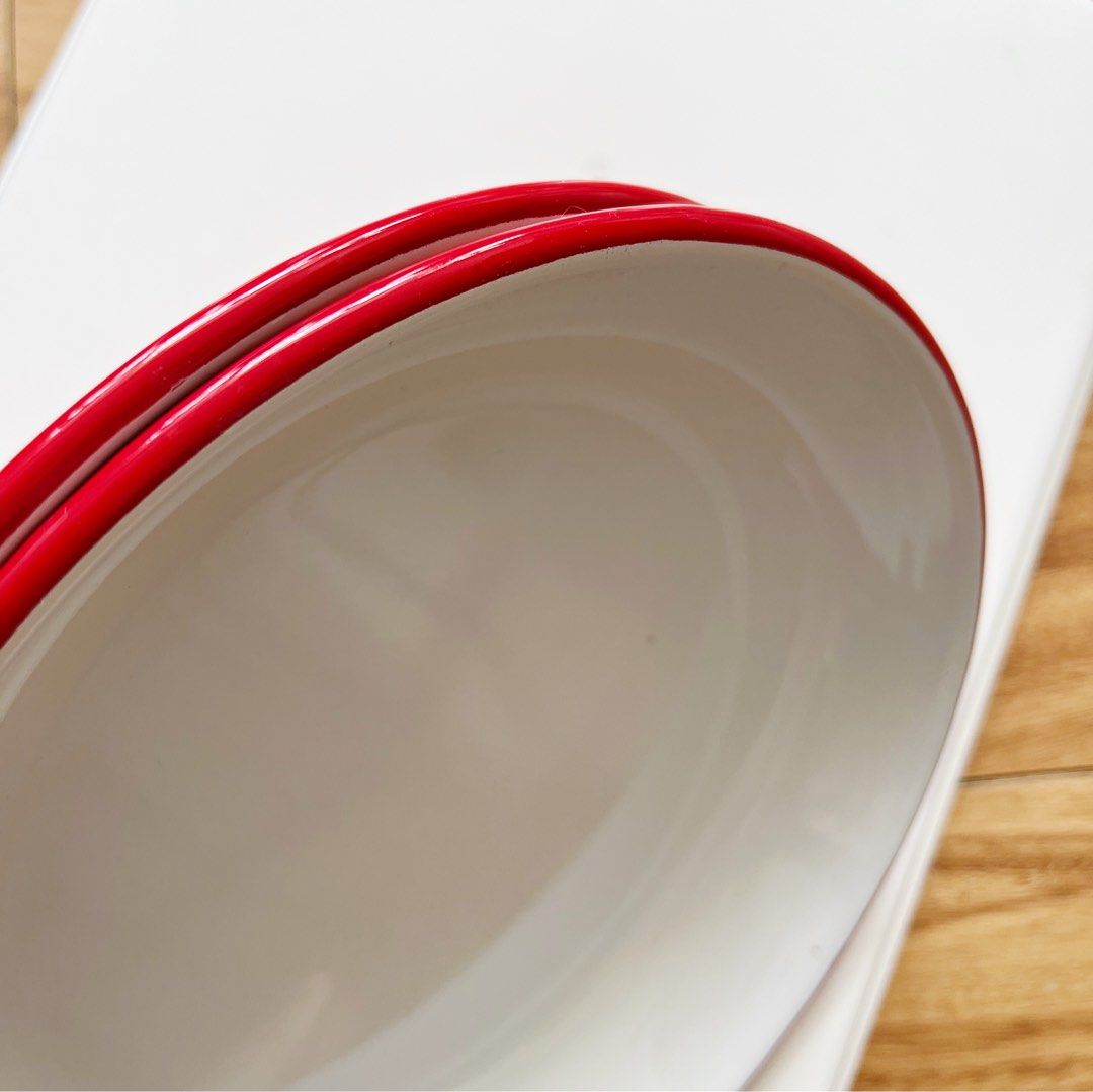 Falcon Enamelware Deep Plates Pillarbox Red, Furniture & Home Living