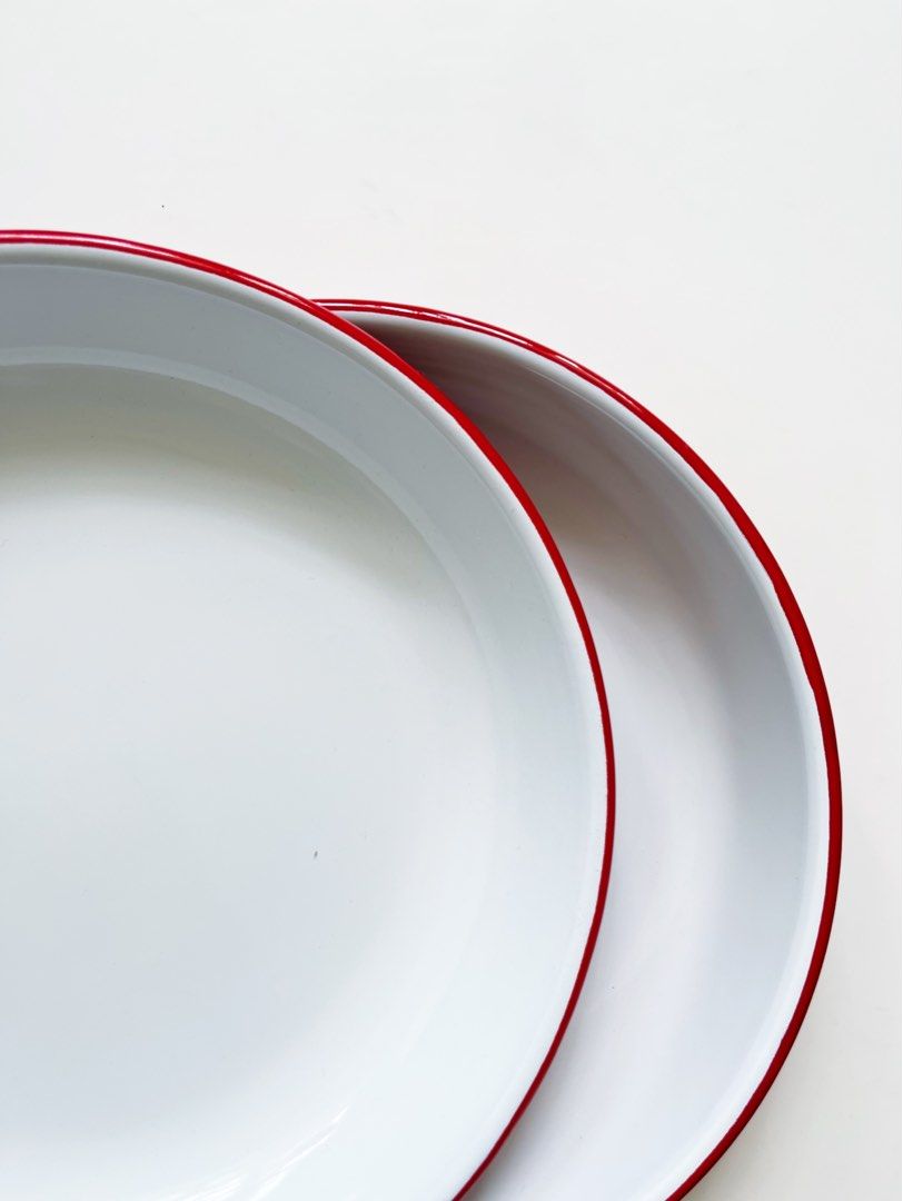 Falcon Enamelware Deep Plates Pillarbox Red, Furniture & Home Living