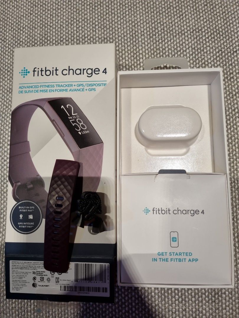 Fitbit charge 4 box with spare strap Mobile Phones Gadgets Wearables Smart Watches on Carousell