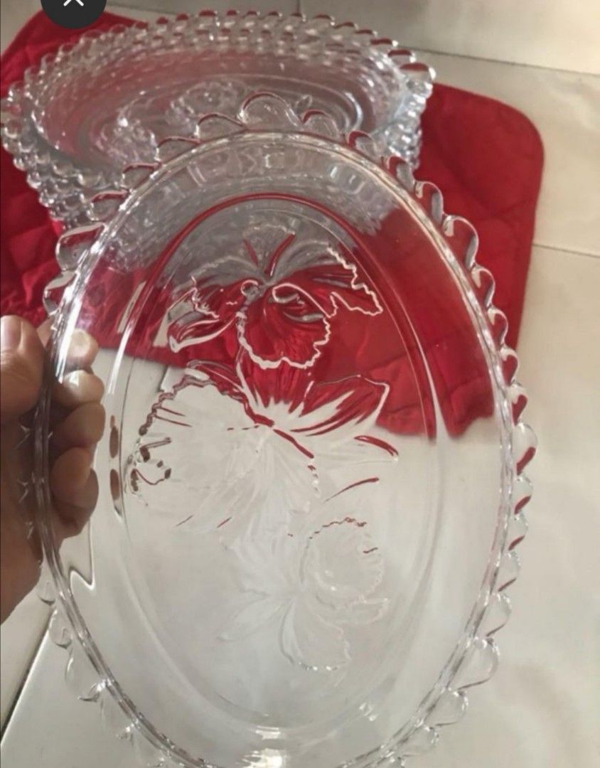 Floral Glass plates, Furniture & Home Living, Kitchenware & Tableware