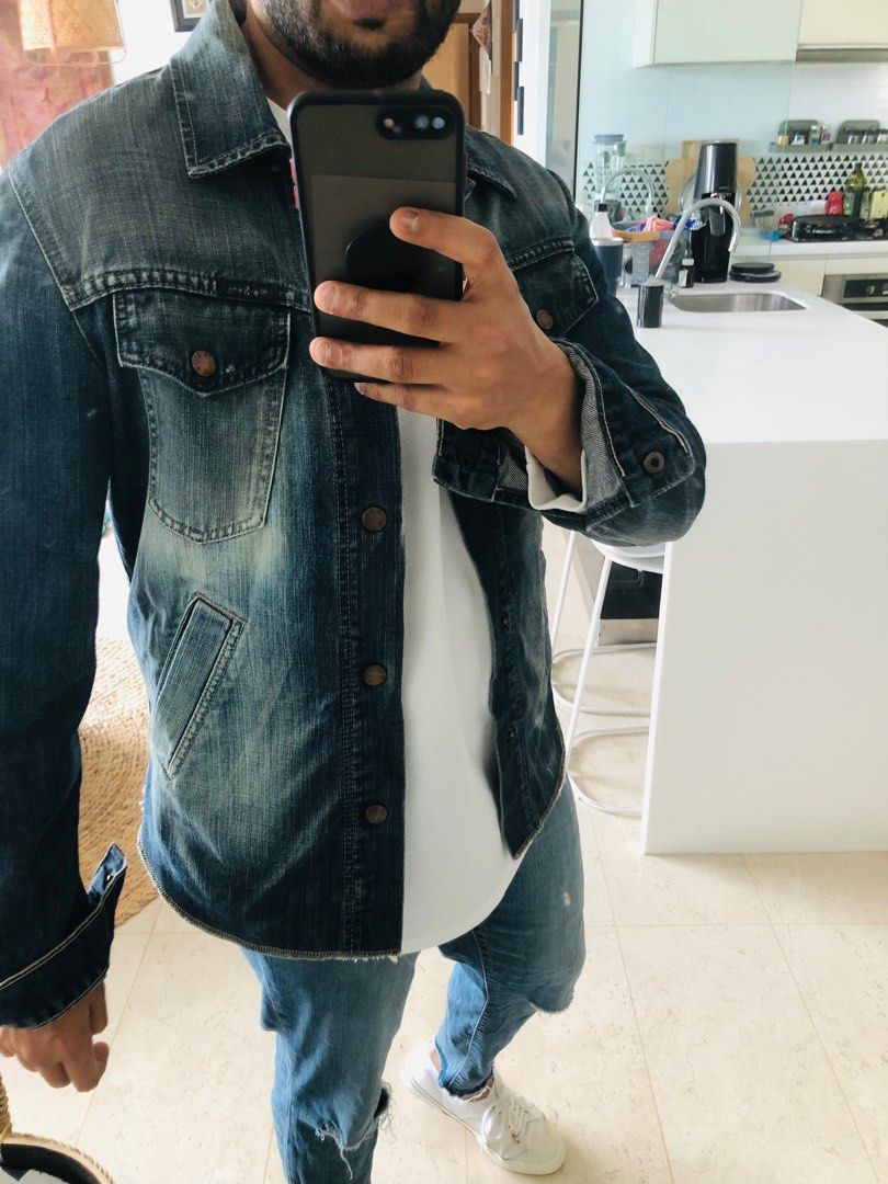 Fray hem hot sale denim jacket