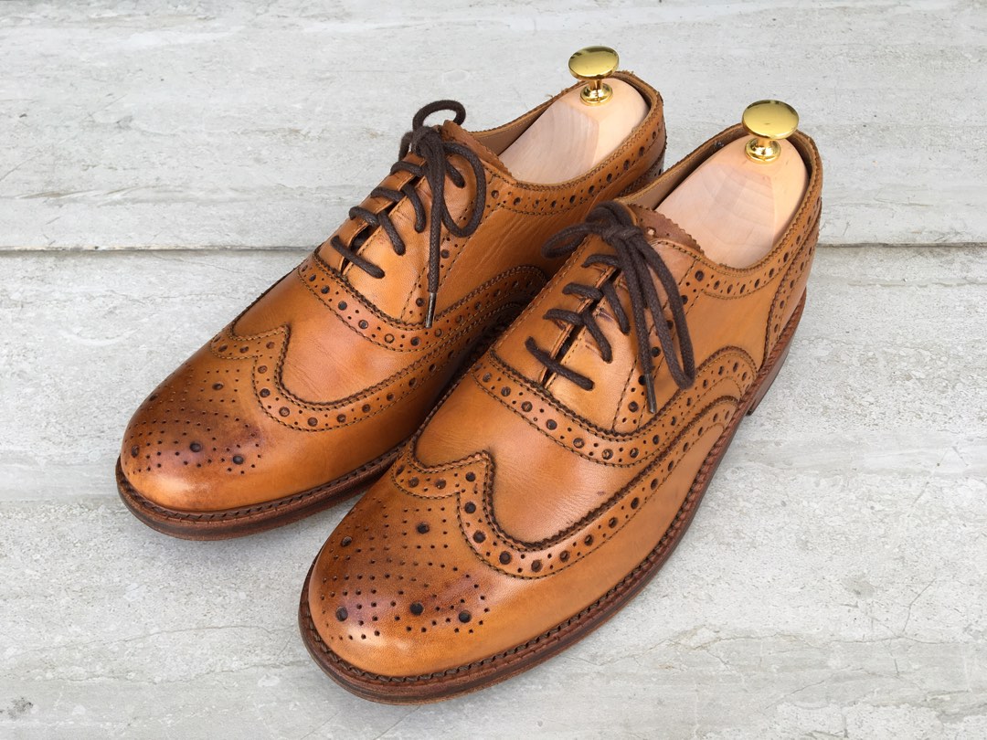 Grenson Stanley Wingtip Brogue Tan Calf Leather UK8G US 9E 27cm slightly wide fit Men s Fashion Footwear Dress shoes on Carousell