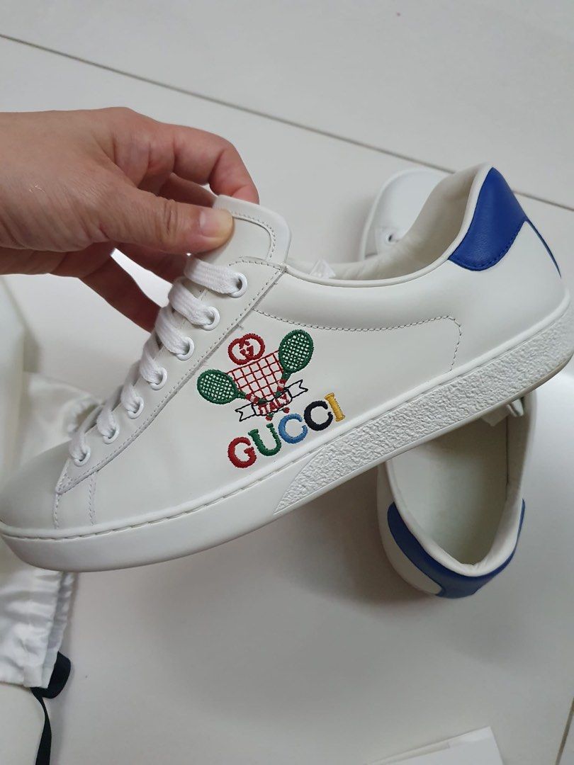 Mens gucci white sneakers on sale
