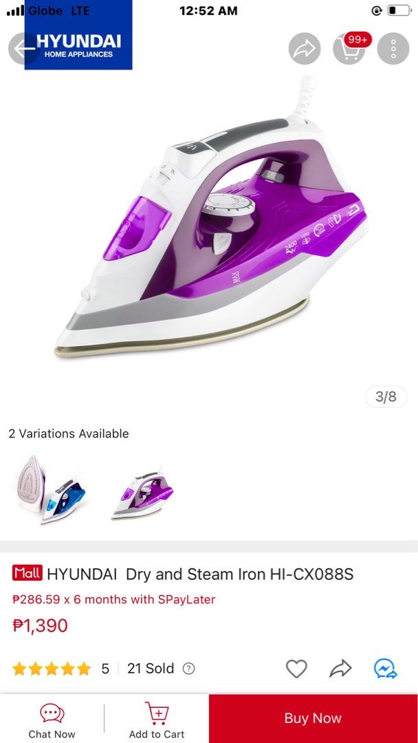 Hyundai Iron (Category: Irons & Steamers) located in Manila. Submitted by lc0628 (Listing ID 1229641405, Image 2). Description: From SM departmentstore.
