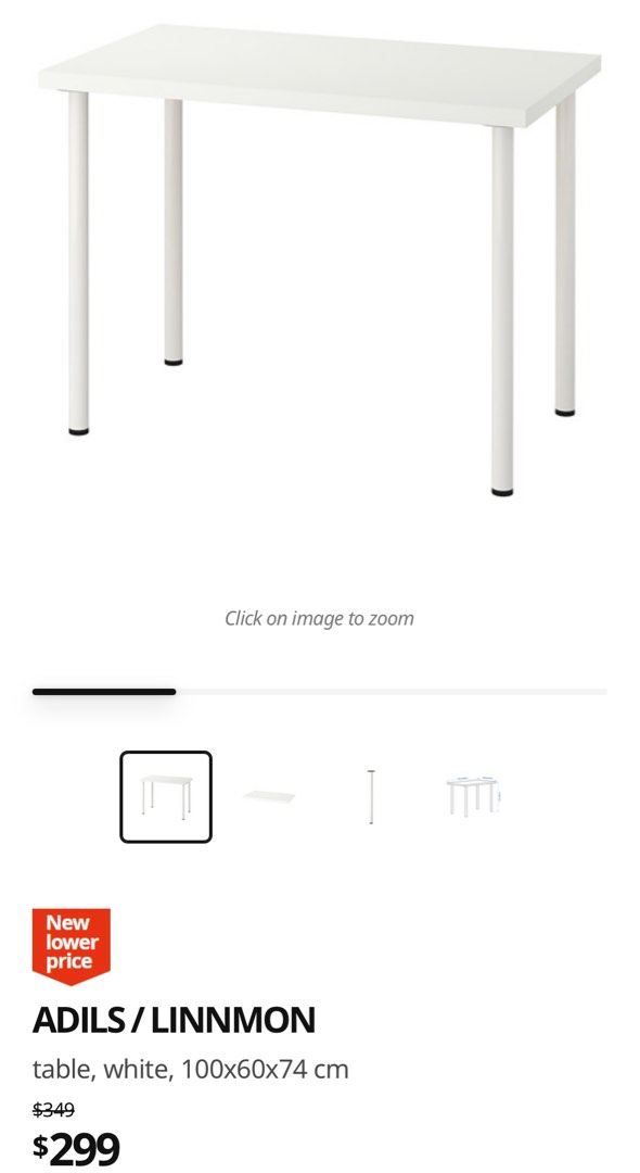 IKEA ADILS Table 100cm*60cm pick-up only, 傢俬＆家居, 傢俬, 桌子 - Carousell