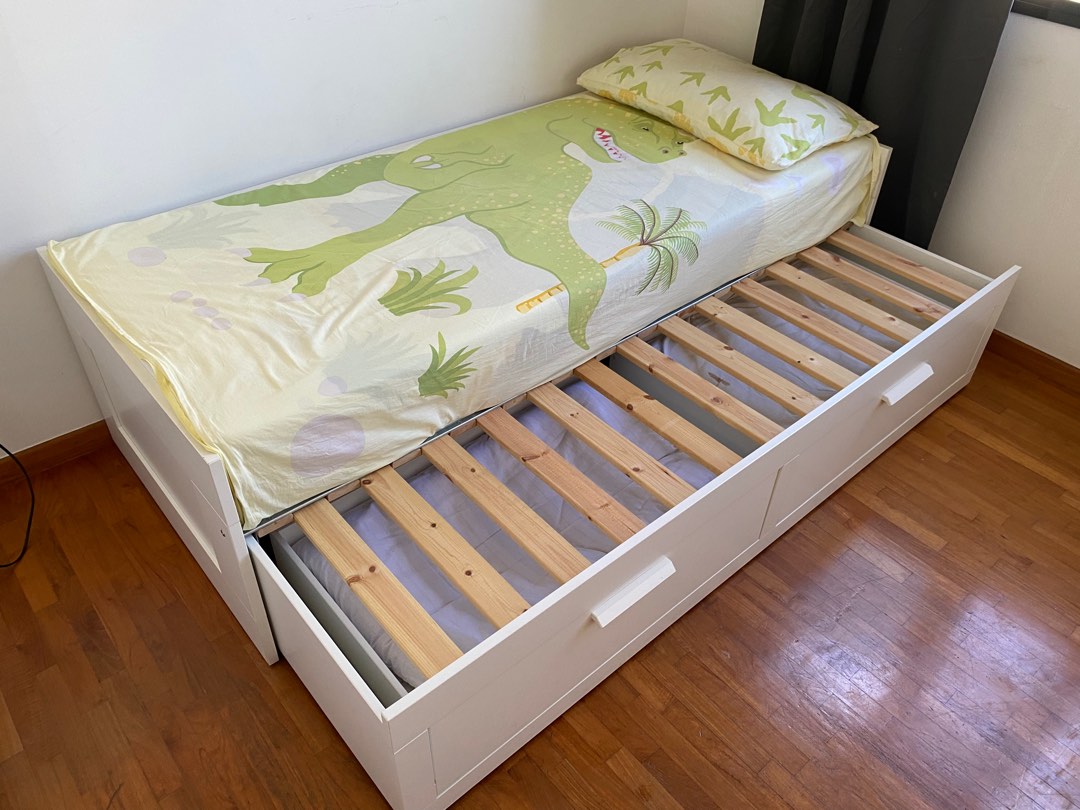 Ikea extendable bed with mattresses, Furniture & Home Living, Furniture