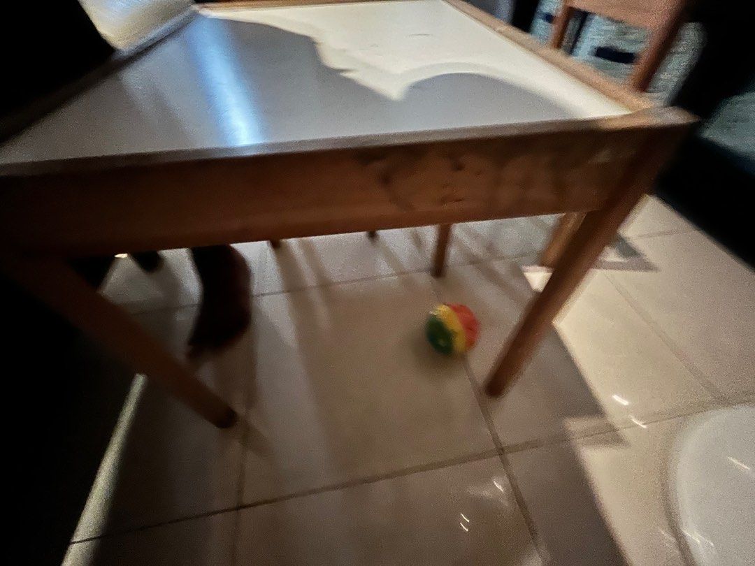 IKEA LATT Children's table with 2 chairs, white/pine, Babies & Kids