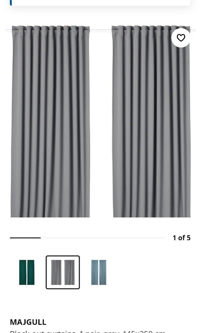 IKEA Majgull Curtain, Furniture & Home Living, Home Decor, Curtains ...