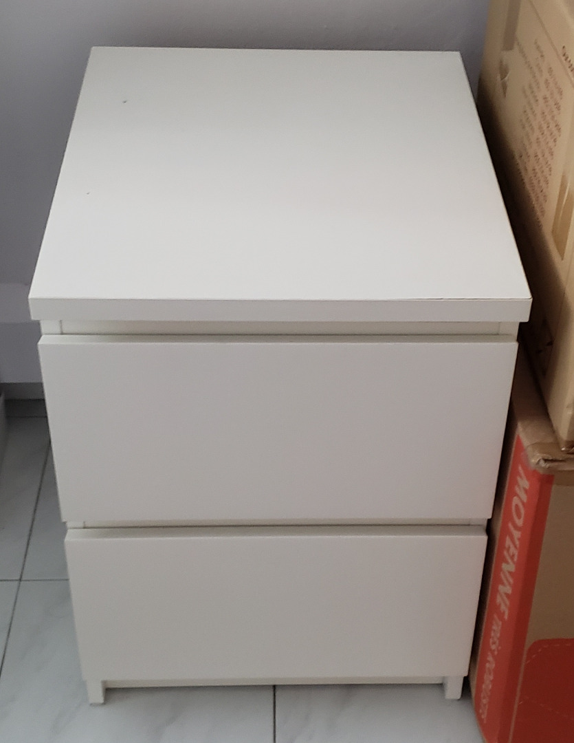 IKEA Malm nightstand white, Furniture & Home Living, Furniture, Shelves