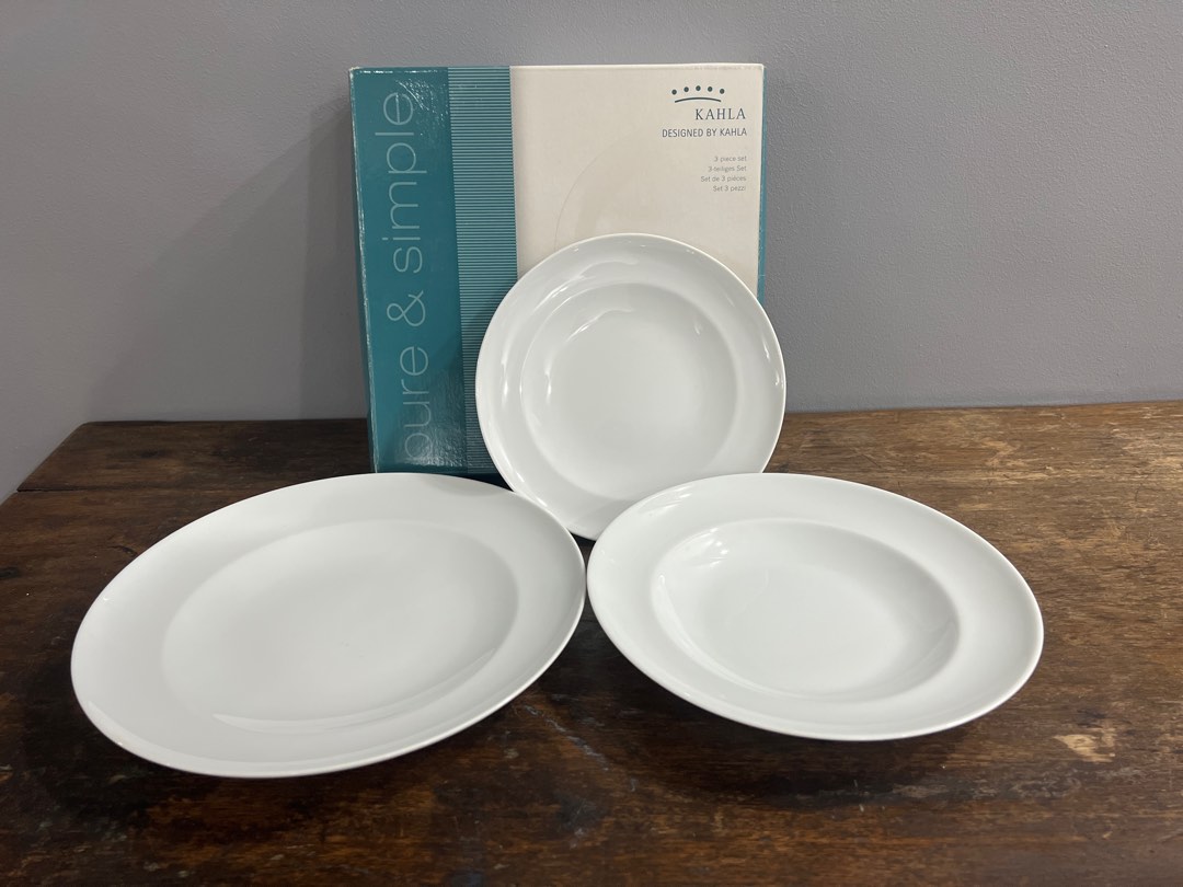 KAHLA Pure & Simple White Porcelain Plate (3 Pcs set), Furniture