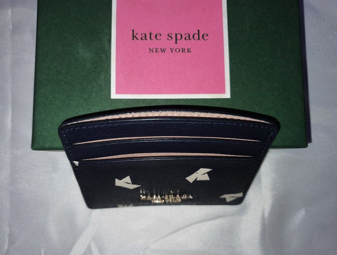 Kate Spade navy blue Cardholder with fancy white paper boat prints