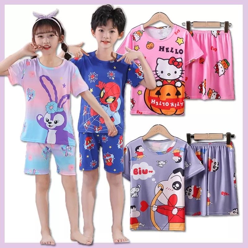 Kids Sleepwear Boy Clothes Short Sleeve Pajamas Cartoon Girls