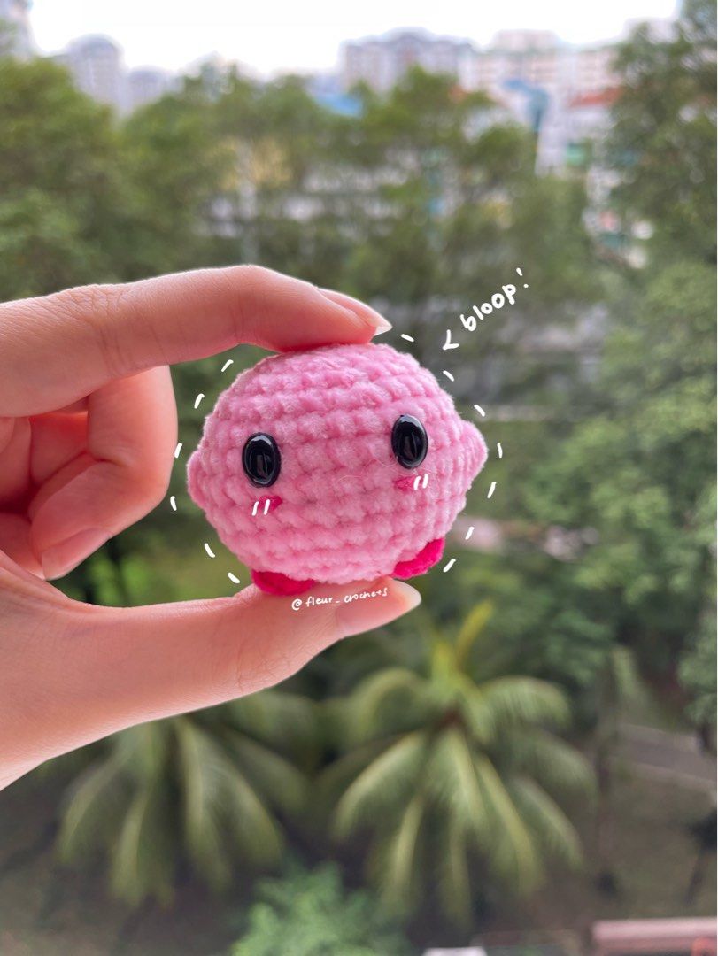 Kirby Crochet Keychain, Hobbies & Toys, Stationery & Craft, Handmade