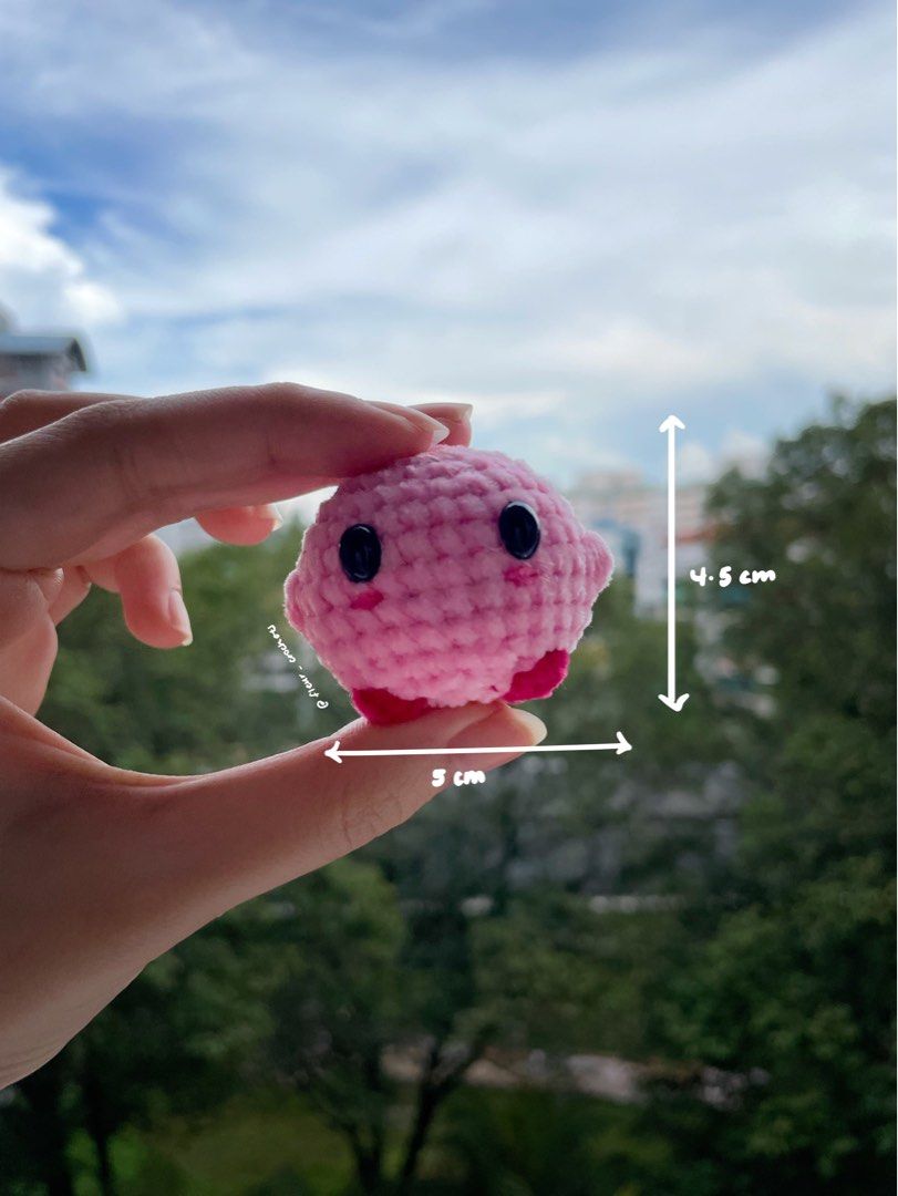 Kirby Crochet Keychain, Hobbies & Toys, Stationery & Craft, Handmade