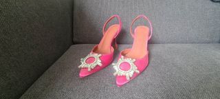 Ladies Womens pink begum heels size 38