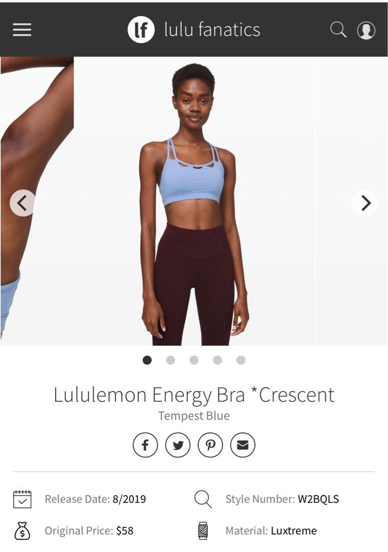 Lululemon Energy Bra Crescent Edition (S8), Women's Fashion