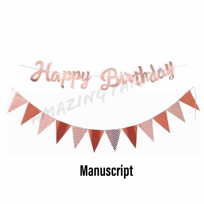Manuscript/Cursive Happy Birthday Banner Decoration set, Hobbies &amp; Toys ...
