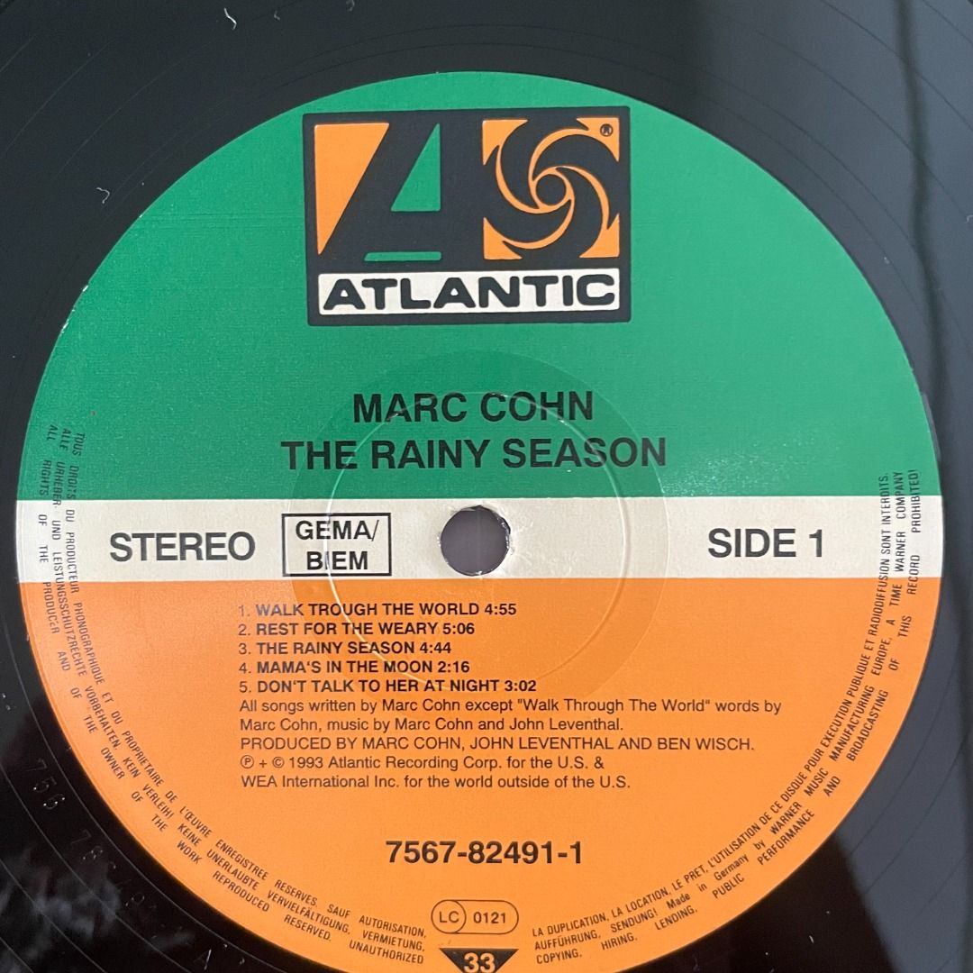 Marc Cohn – The Rainy Season, Vinyl LP, Atlantic - 7567-82491-1, 1993, Europe, Hobbies Toys, Music & Media, Carousell