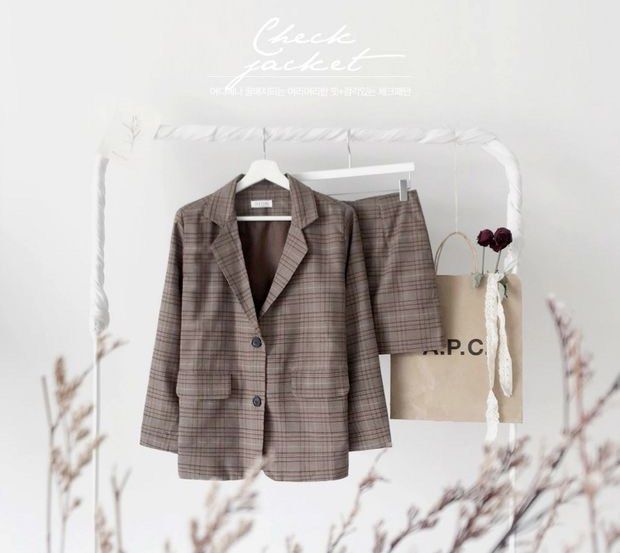 Matching checked on sale skirt and blazer