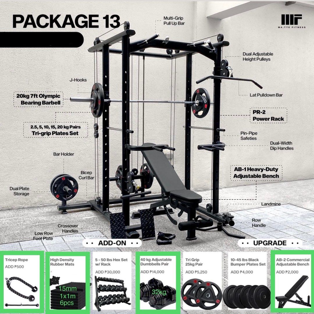 Full multi gym set, Sports Equipment, Exercise & Fitness, Weights &  Dumbbells on Carousell