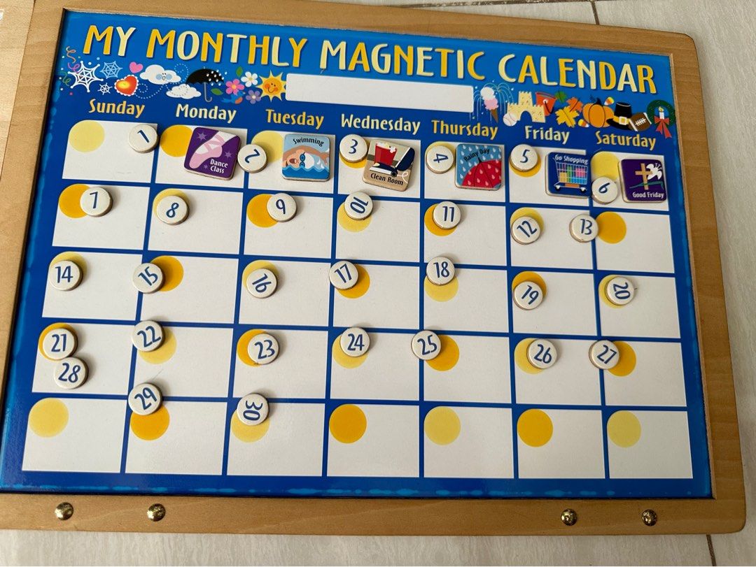 Melissa Doug wooden magnetic calendar Hobbies Toys Toys Games