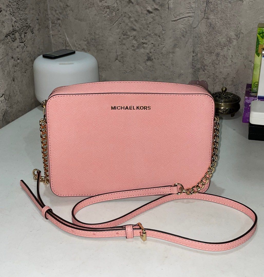 Michael Kors Large Jet Set Saffiano Leather Crossbody Satchel - Soft Pink