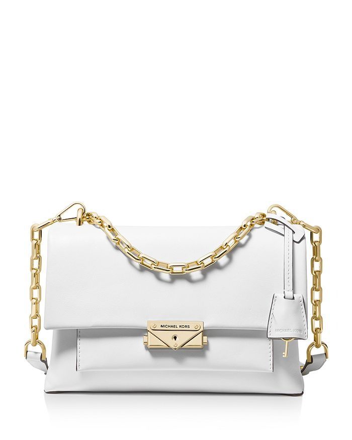 White michael kors purse with gold chain hot sale
