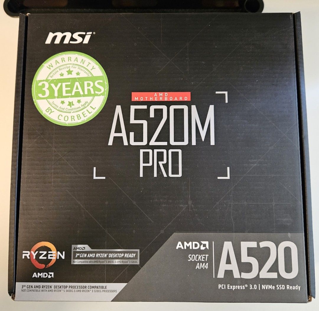 MSI A520M Pro Motherboard Ryzen AM4, Computers & Tech, Parts ...