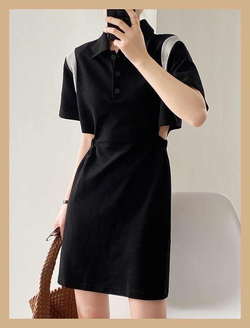 Naomi Cutout Waist Polo Tee Dress, Women's Fashion, Dresses & Sets, Dresses  on Carousell