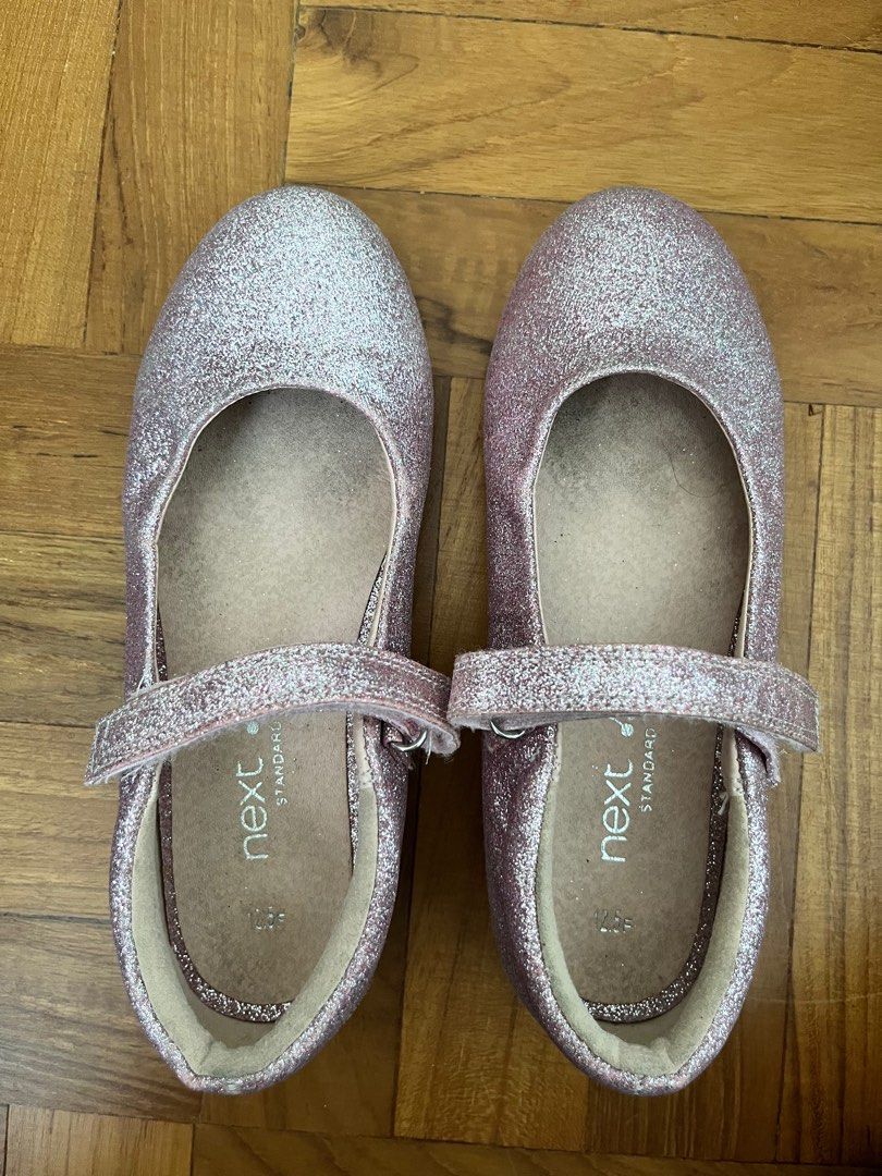 Next Girl Pink Glitter Party Shoes UK size 12.5