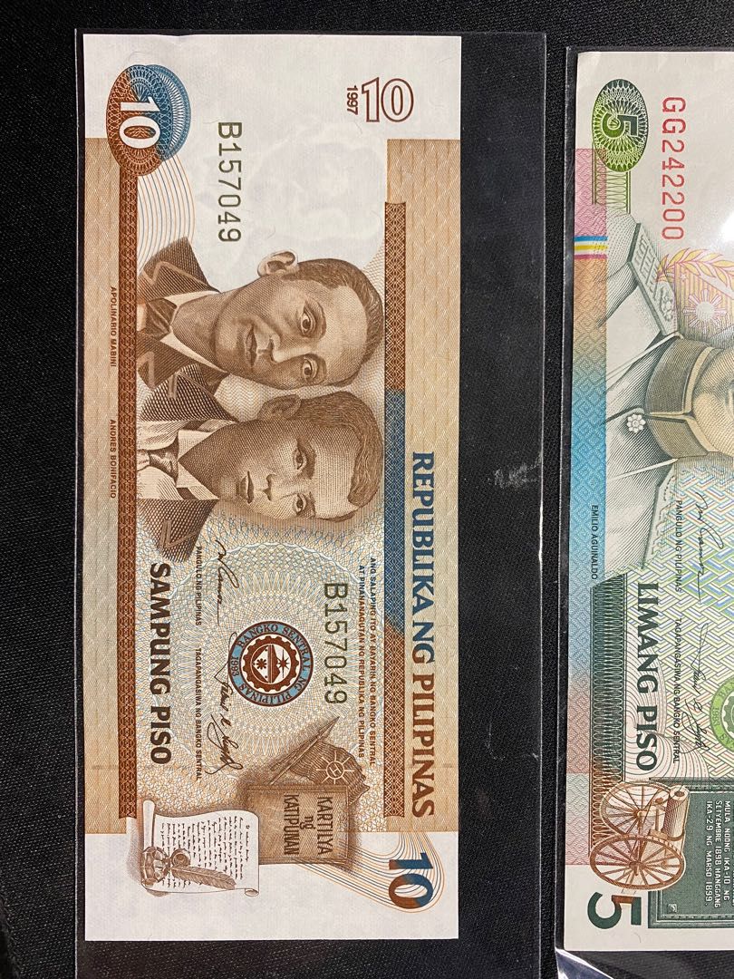 Picture of old philippine peso bill 5peso 10peso on Carousell