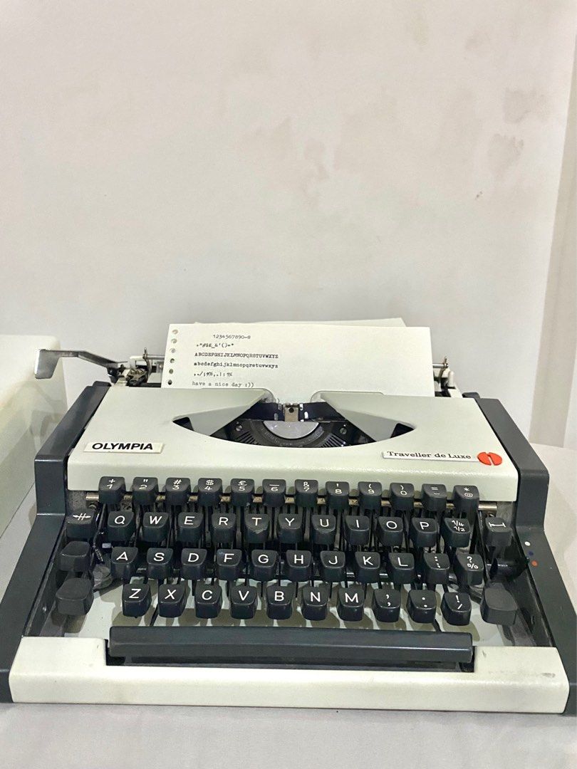 Olympia Traveller de Luxe (Typewriter) (Category: Stationery & School Supplies) located in Baliuag. Submitted by uncannyxgirl (Listing ID 1229606707, Image 3). Description: I bought this online last year for journalling, and it’s in a really good condition. This comes with a case while the typewriter itself has a metal case (very secure). This is almost new cause it was well maintained, gagamitin na lang :)) ✍🏻 ALL KEYS ARE FULLY FUNCTIONING!! ✍