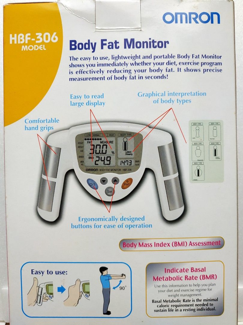 Omron Body Fat Monitor HBF306, Health & Nutrition, Health Monitors