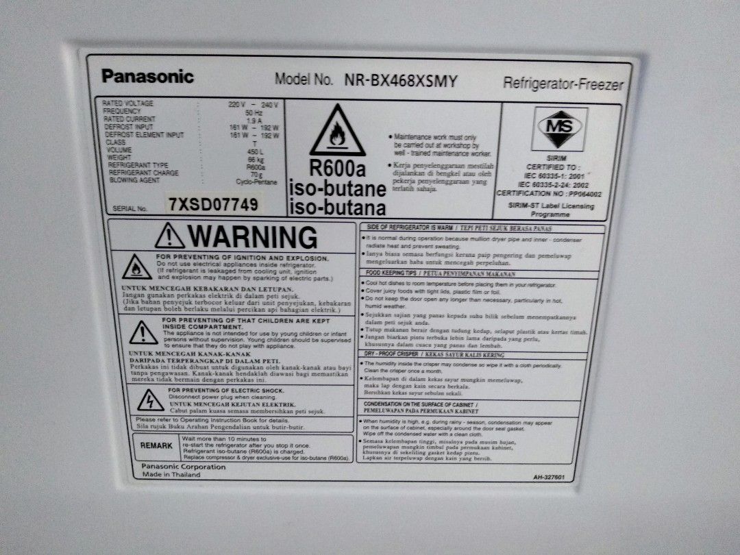 Panasonic Inverter Refrigerator 450L, TV & Home Appliances, Kitchen