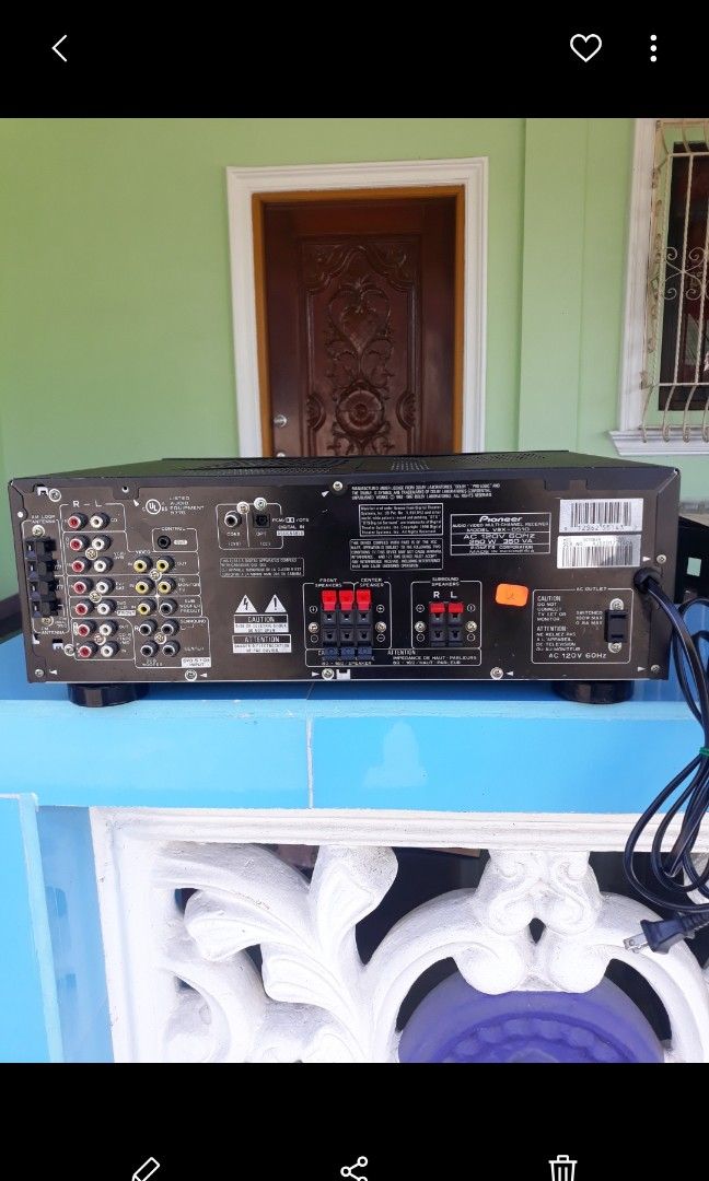 Pioneer amplifier for sale (Category: Soundbars, Speakers & Amplifiers) located in Bulacan. Submitted by marioadriano882 (Listing ID 1229499236, Image 2). Description: PIONEER VSX-D510 amplifier for Pioneersale. Used fairly, no issues, fresh unit from Canada. 100W per channel, 110V (Refer to Google for additional specs). Available while posted, so no need to ask if it's available. P6,000.00, STA MARIA BULACAN. 0917 249 4636.