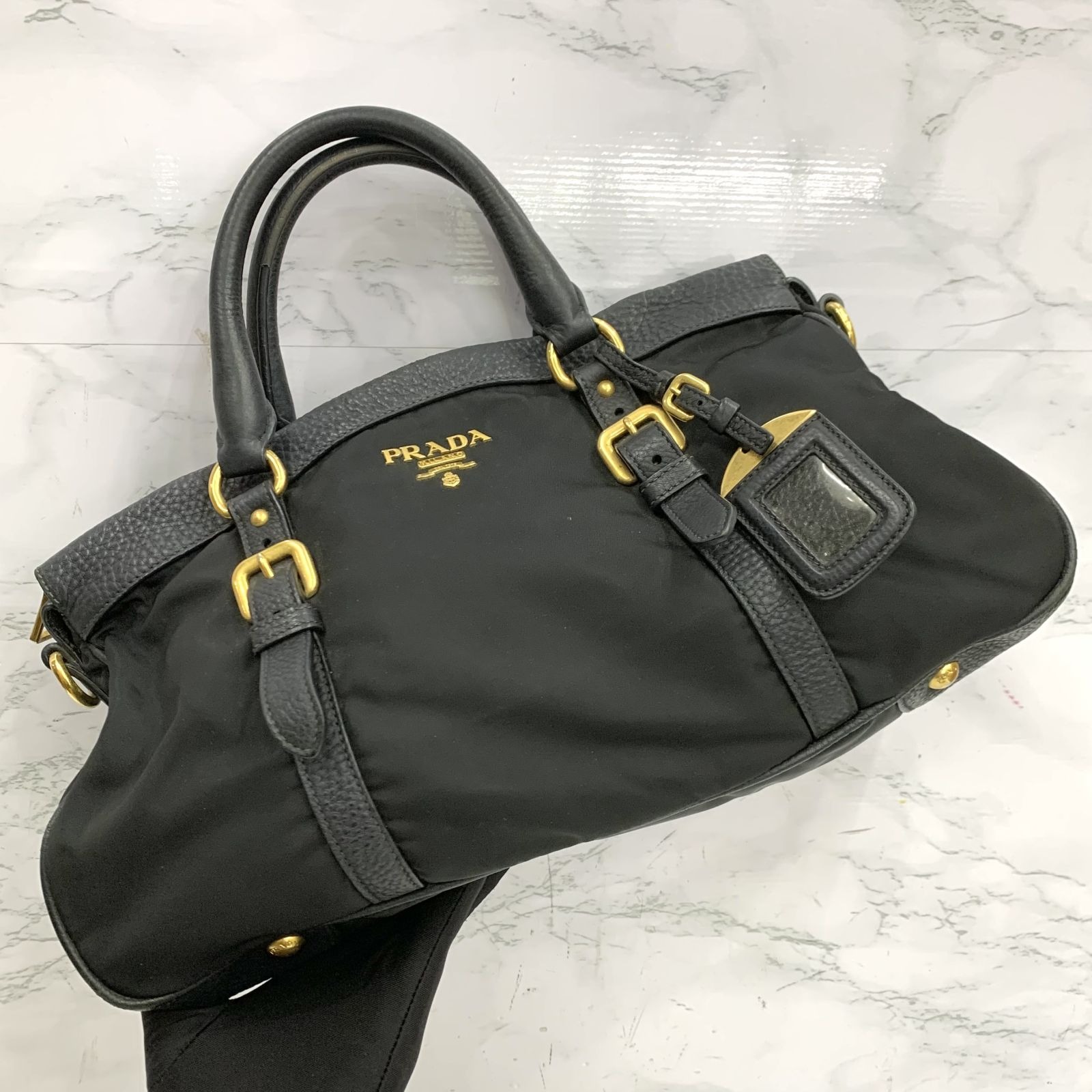 PRADA BN2032 BLACK NYLON 2 WAY SHOULDER BAG 237012369 EK
