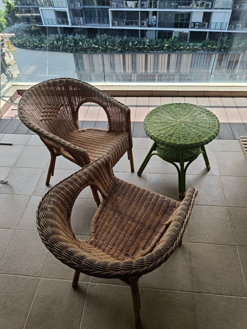Rattan Chairs and table, Furniture & Home Living, Outdoor Furniture on
