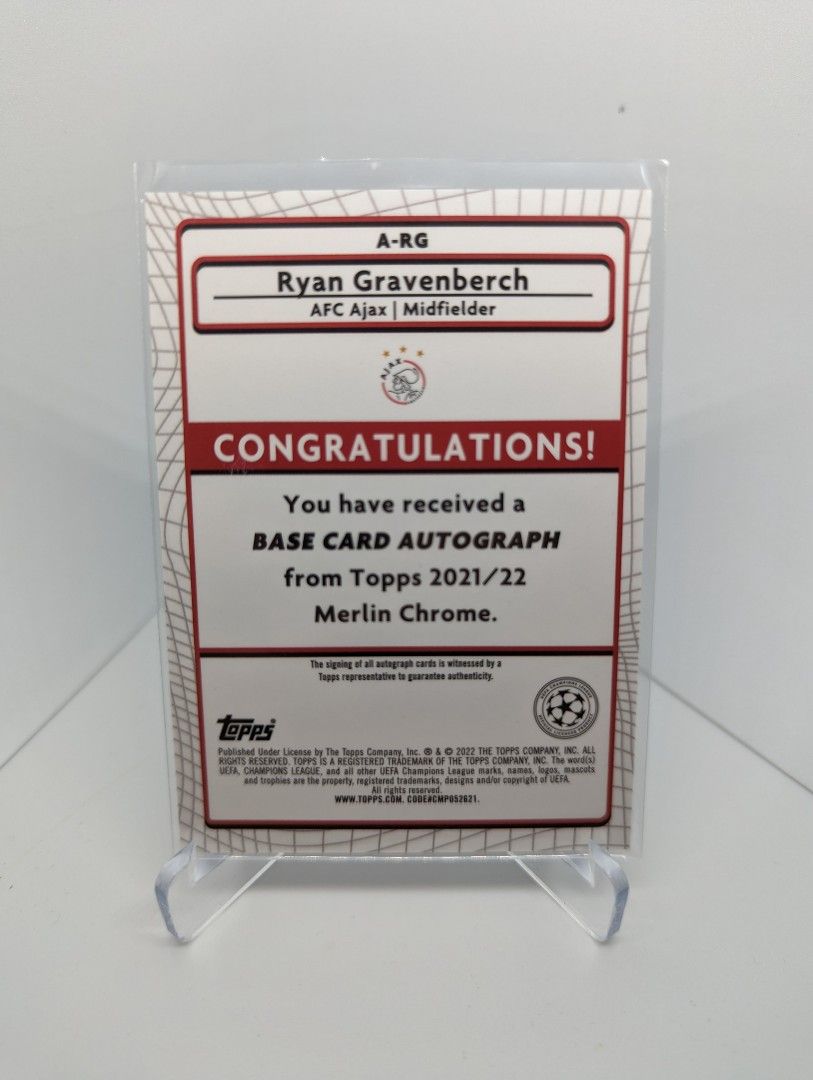 Ryan Gravenberch Topps Merlin 2021-22 Ajax Liverpool Refractor Auto