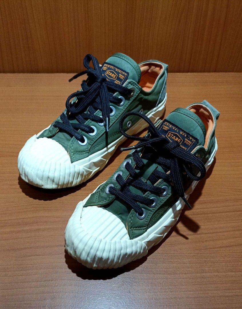 Stare Monte Bianco Army (Sz. 6) (Category: Sneakers) located in Quezon City. Submitted by d24shop (Listing ID 1229622093, Image 2). Description: Stare Monte Bianco Army Low-Top Shoes Sneakers Footwear Army Green - Size: US 6/ UE 36.5/ UK 4 - Condition: 9.5/10 - Color: Army Green / Orange / White - Outsole: 10" inches / 26cm - Price:1,800 🔸Product Details Material Type: Leather Closure Type: Lace-Up Heel Type: Flat Sole Material: Rubber 🔸About t