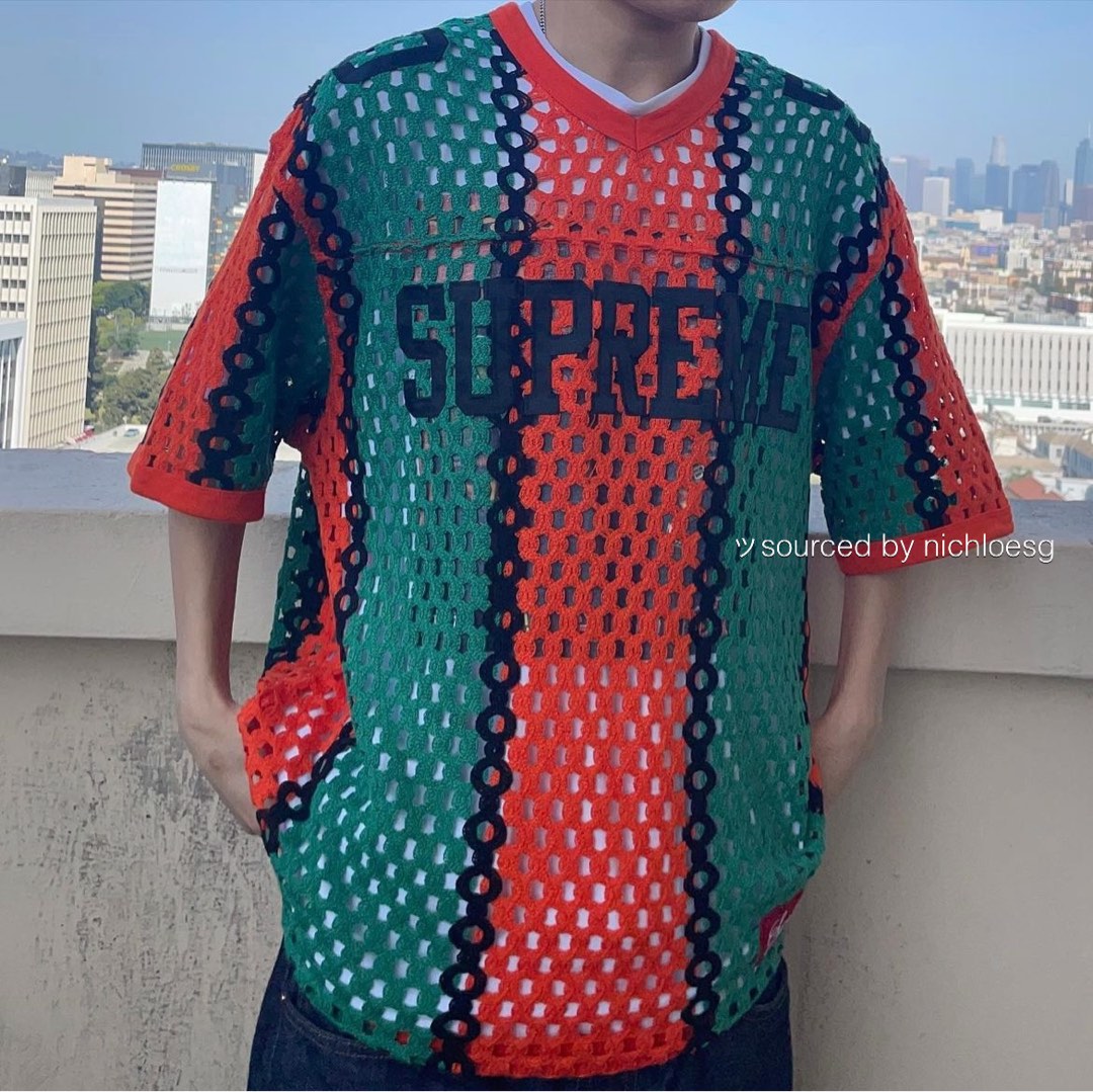 top】 SUPREME CROCHET FOOTBALL JERSEY ORANGE and Red ¥35,000+tax
