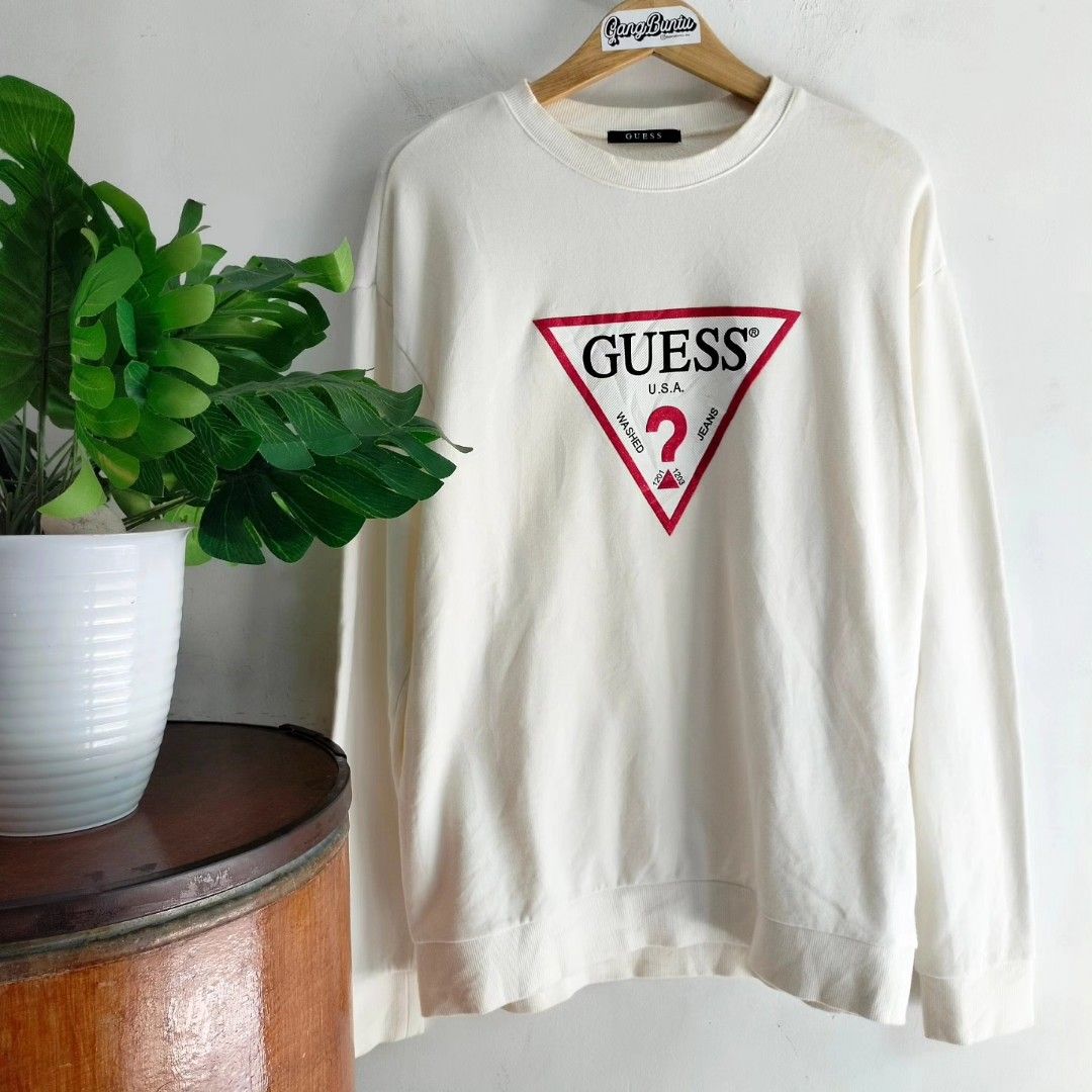 Sweater GUESS Original, Fesyen Pria, Pakaian , Baju Luaran di Carousell