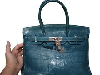 JUAL CEPAT!! Tas Hermes Birkin Clemence SHW Sz 35 Blue Lin SUPERMIRROR,  Fesyen Wanita, Tas & Dompet di Carousell